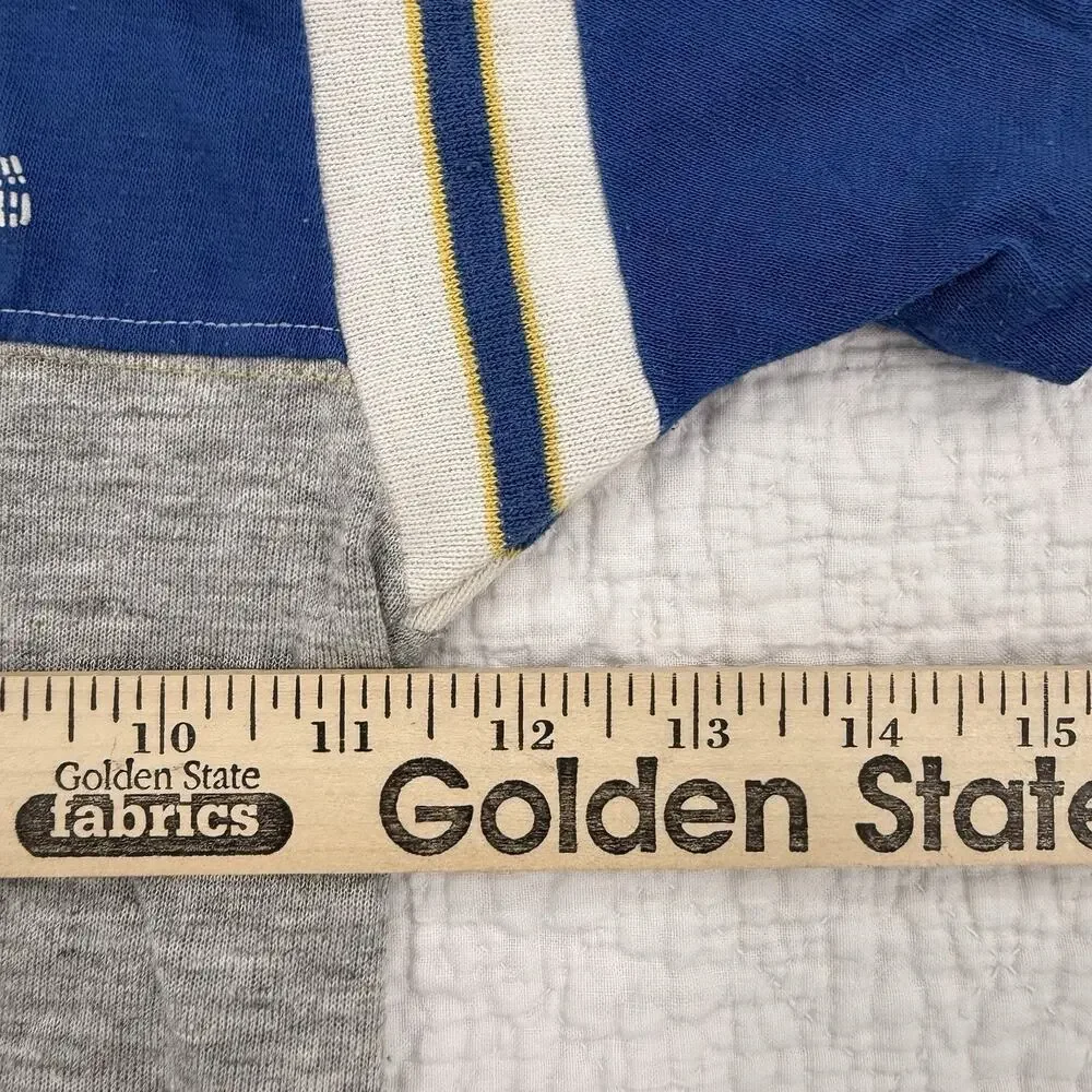 Vintage Kids Short Sleeve V-Neck Shirt Blue/Gray/Yellow Size 6 USA